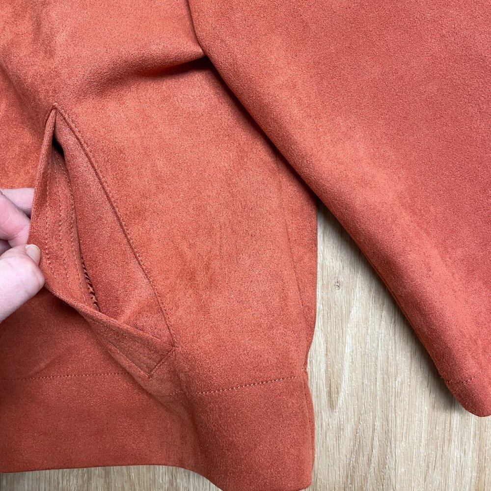 MARC NEW YORK JACKET FAUX SUEDE LEATHER 3/4 SLEEVE SIZE L STRETCH CLASSIC ORANGE - Picture 5 of 11